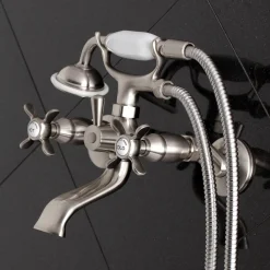 Kingston Brass Essex Wall Mount Clawfoot Tub Filler with Hand Shower