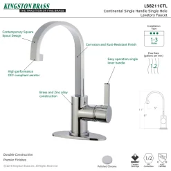 Kingston Brass Fauceture Continental Single-Handle Bathroom Faucet