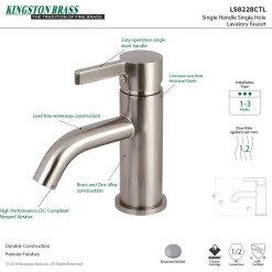 Kingston Brass Fauceture Continental Single-Handle Single Hole Bathroom Faucet