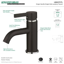 Kingston Brass Fauceture Continental Single-Handle Single Hole Bathroom Faucet