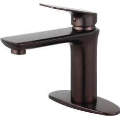 Kingston Brass Fauceture Frankfurt Single-Handle Bathroom Faucet with Deck Plate and Drain
