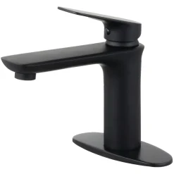 Kingston Brass Fauceture Frankfurt Single-Handle Bathroom Faucet with Deck Plate and Drain