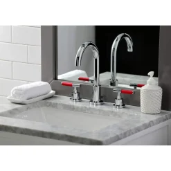 Kingston Brass Fauceture FSC892XCKL-P Kaiser Widespread Bathroom Faucet with Brass Pop-Up