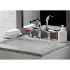 Kingston Brass Fauceture FSC895XCKL-P Kaiser Widespread Bathroom Faucet with Brass Pop-Up