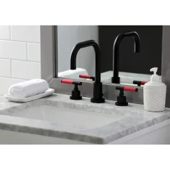 Kingston Brass Fauceture FSC893XCKL-P Kaiser Widespread Bathroom Faucet with Brass Pop-Up