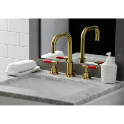 Kingston Brass Fauceture FSC893XCKL-P Kaiser Widespread Bathroom Faucet with Brass Pop-Up