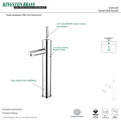 Kingston Brass Fauceture FS8211DL Single-Handle Vessel Sink Faucet in Polished Chrome