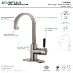 Kingston Brass Fauceture Kaiser Single-Handle Bathroom Faucet with Drain