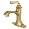 Kingston Brass Fauceture LS4423RXL Restoration Single-Handle Bathroom Faucet with Push-Up Drain and Deck Plate, Brushed Brass