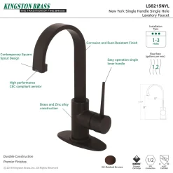 Kingston Brass Fauceture New York Single-Handle Bathroom Faucet Drain