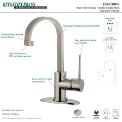 Kingston Brass Fauceture New York Single-Handle Bathroom Faucet Drain