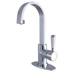 Kingston Brass Fauceture Paris Single-Handle Bathroom Faucet with Deck Plate and Drain