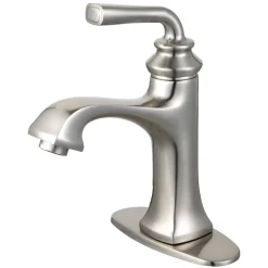 Kingston Brass Fauceture Restoration Single-Handle Bathroom Faucet with Push-Up Drain and Deck Plate