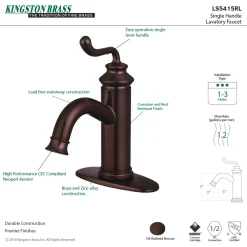 Kingston Brass Fauceture Royale Single-Handle Monoblock Bathroom Faucet