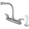 Kingston Brass FB718LL 8-Inch Centerset Satin Nickel Kitchen Faucet