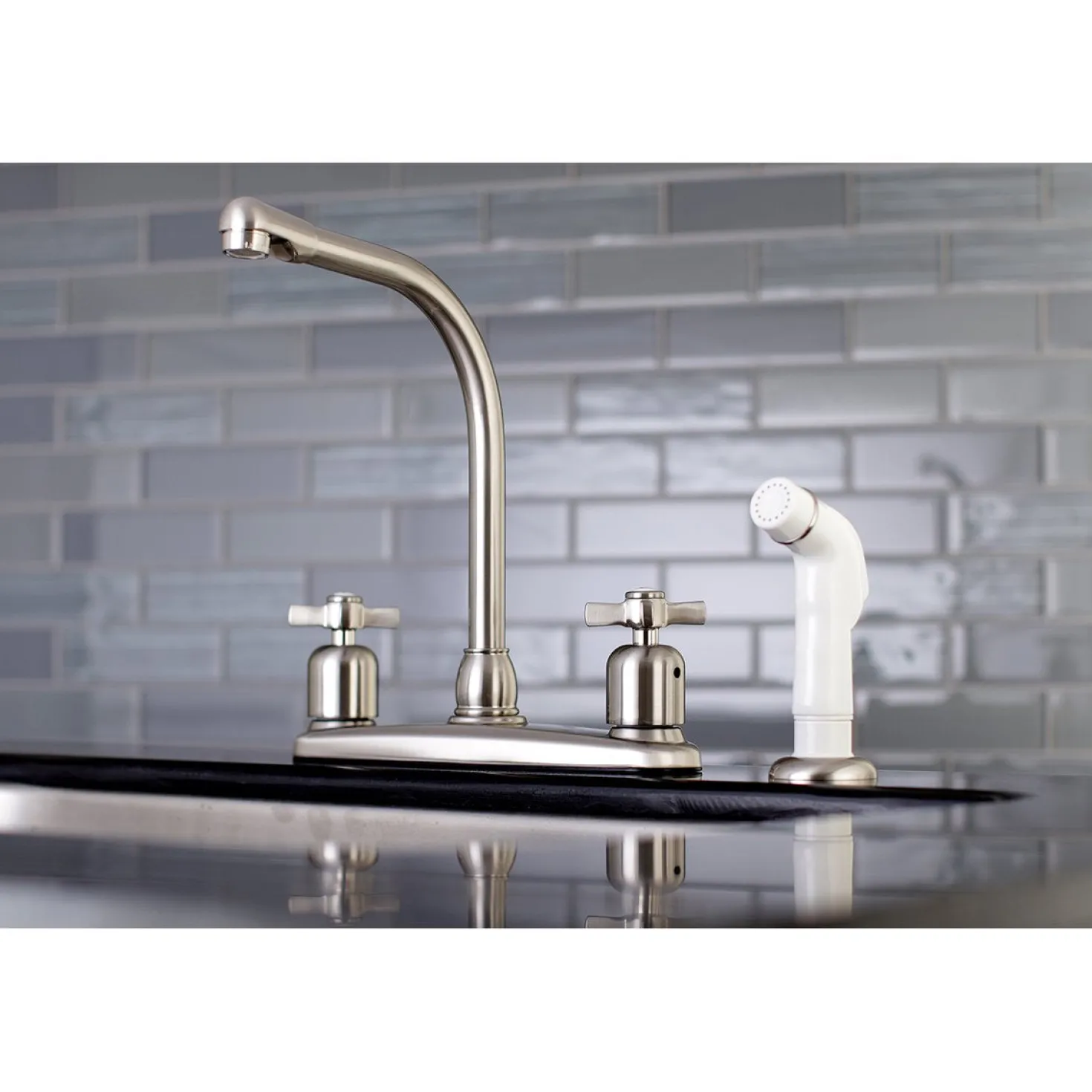 Kingston Brass FB718ZX Centerset Kitchen Faucet in Brushed Nickel