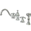Kingston Brass French Country Double Handle 8" Widespread Kitchen Faucet with Brass Sprayer