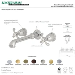 Kingston Brass French Country Wall Mount Bathroom Faucet