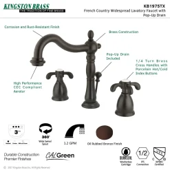 Kingston Brass French Country 8-Inch Widespread Bathroom Faucet