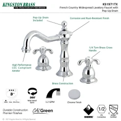 Kingston Brass French Country 3-Hole 8-Inch Widespread Bathroom Faucet