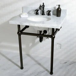 Kingston Brass French Country 3-Hole 8-Inch Widespread Bathroom Faucet