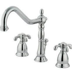 Kingston Brass French Country Deck Mount 8-Inch Widespread Bathroom Faucet