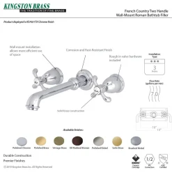 Kingston Brass French Country 2-Handle Wall Mount Roman Tub Faucet