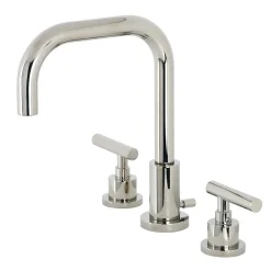 Kingston Brass FSC893XCML-P Manhattan Widespread Bathroom Faucet with Brass Pop-Up