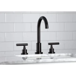 Kingston Brass FSC892XCML-P Manhattan Widespread Bathroom Faucet with Brass Pop-Up