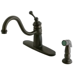 Kingston Brass Georgian Mono Deck Mount Kitchen Faucet with Sprayer