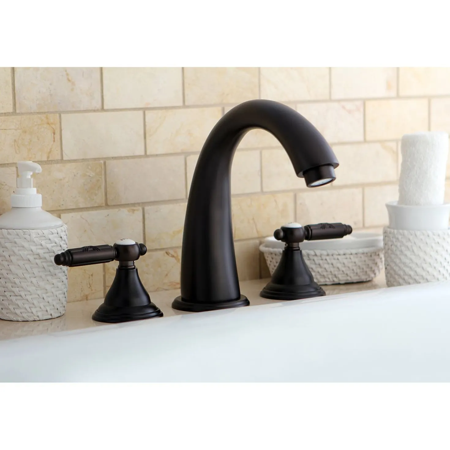 Kingston Brass Georgian Three-Hole Roman Tub Filler