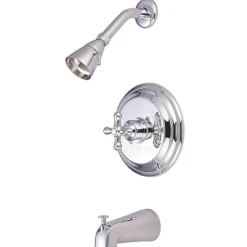 Kingston Brass GKB3631AX Water Saving Restoration Tub and Shower Faucet in Chrome with Cross Handles