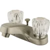 Kingston Brass GKB168B Water Saving Americana Centerset Lavatory Faucet with Acrylic Handles and Brass Pop-up in Satin Nickel