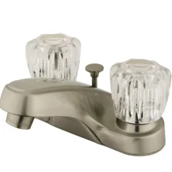 Kingston Brass GKB168B Water Saving Americana Centerset Lavatory Faucet with Acrylic Handles and Brass Pop-up in Satin Nickel