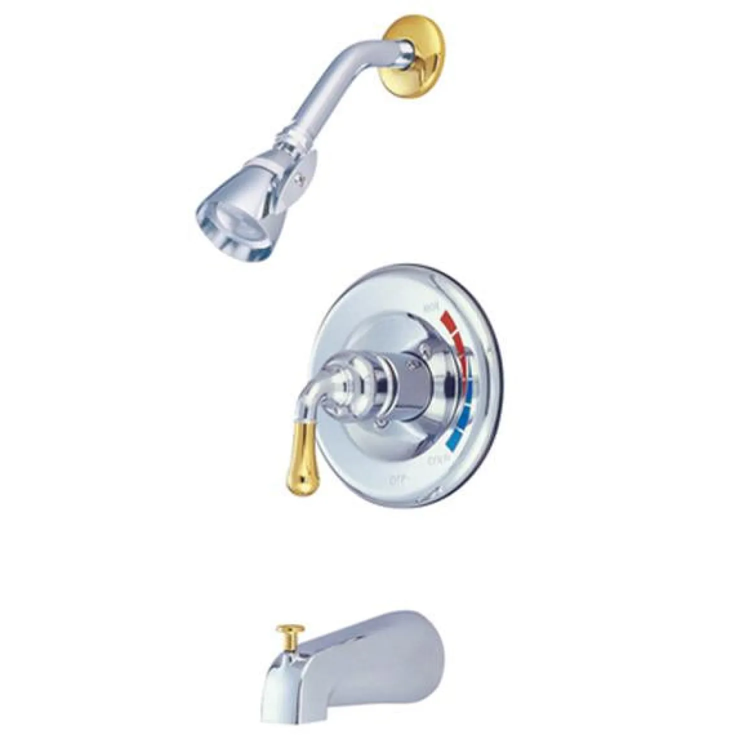 Kingston Brass GKB634T Water Saving Magellan Tub and Shower Trim in Chrome with Polished Brass