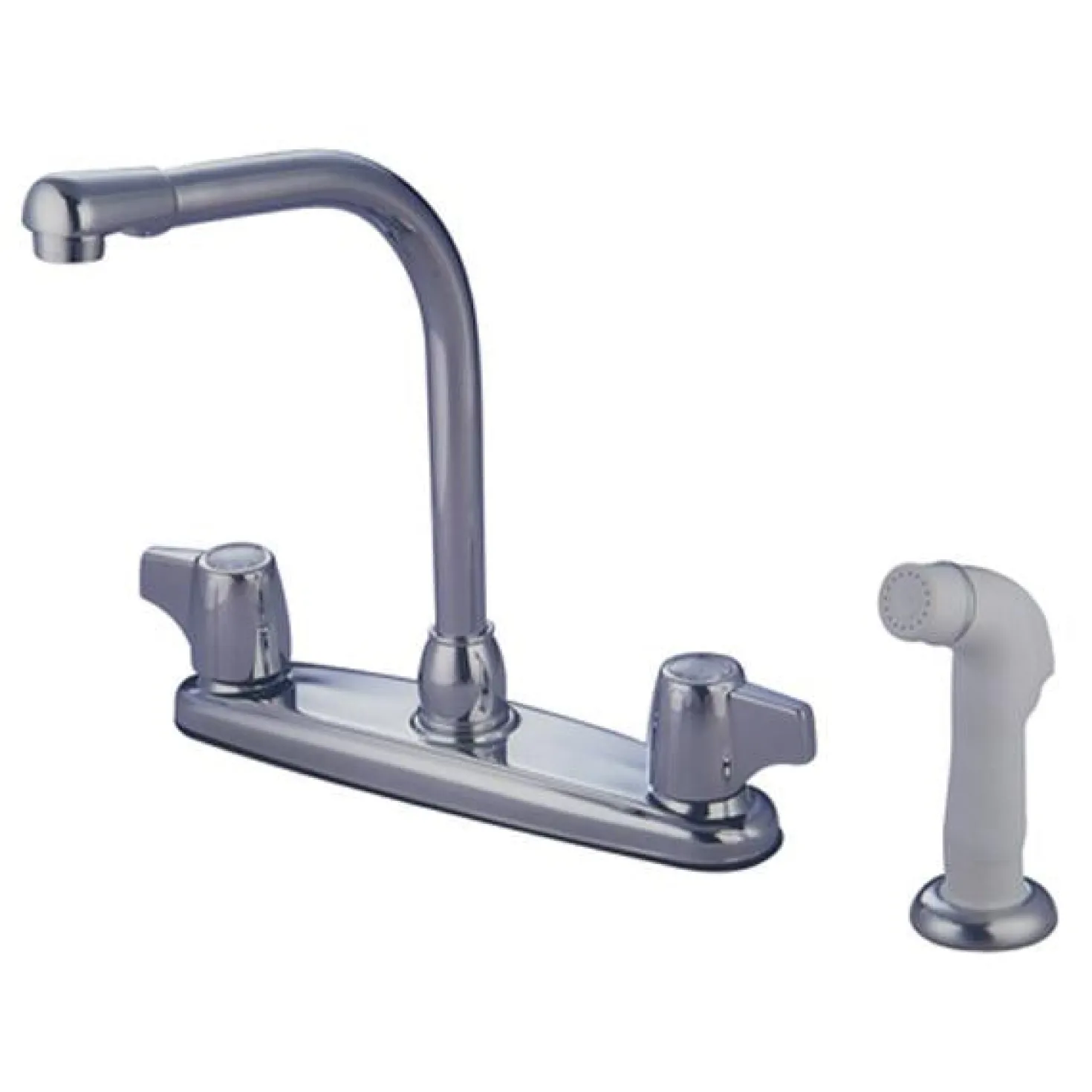 Kingston Brass GKB742 Water Saving Magellan Centerset Chrome Kitchen Faucet with Canopy Handles and Side Sprayer