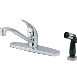 Kingston Brass GKB5720 Water Saving Chatham Centerset Kitchen Faucet with Single Lever Handle and Black Side Sprayer in Chrome