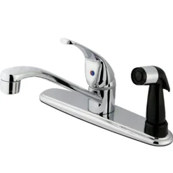 Kingston Brass GKB5730 Water Saving Chatham Centerset Kitchen Faucet with Single Lever Handle and Black Deck Sprayer in Chrome