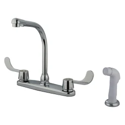 Kingston Brass GKB762 Water Saving Vista Centerset Kitchen Faucet with Blade Handles and Side Sprayer in Chrome