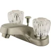 Kingston Brass GKB168 Water Saving Americana Centerset Lavatory Faucet with Acrylic Handles and ABS Pop-up in Satin Nickel