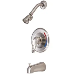 Kingston Brass GKB698 Water Saving Chatham Tub and Shower Faucet with 1.5GPM Showerhead and Single Loop Handle in Satin Nickel