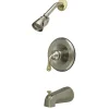 Kingston Brass GKB1639 Water Saving Magellan Tub and Shower Faucet Combination with 1.5GPM Shower Head and Lever Handle in Satin Nickel with Polished Brass Trim