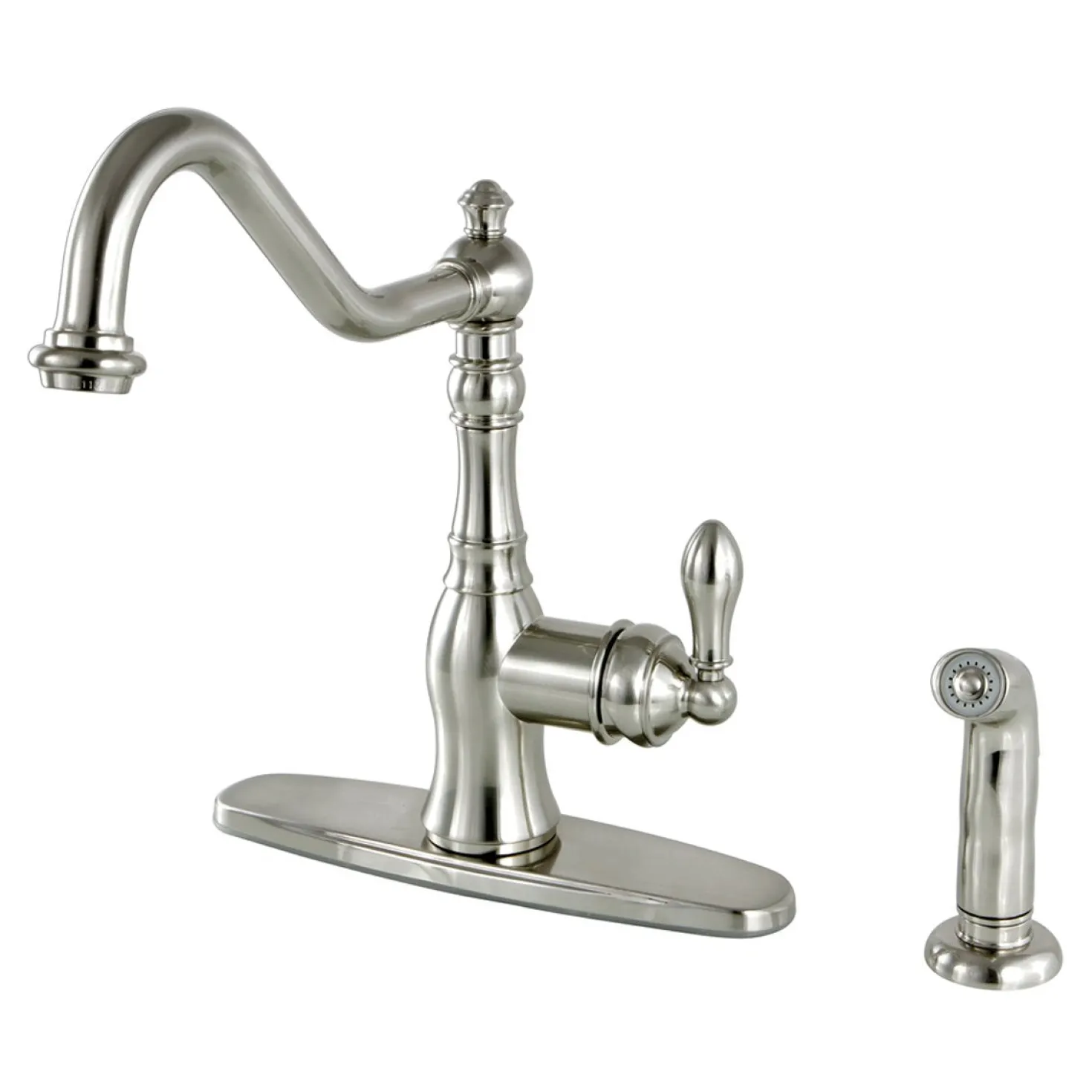 Kingston Brass Gourmetier American Classic 8" Centerset Single Handle Kitchen Faucets with Matching Sprayer