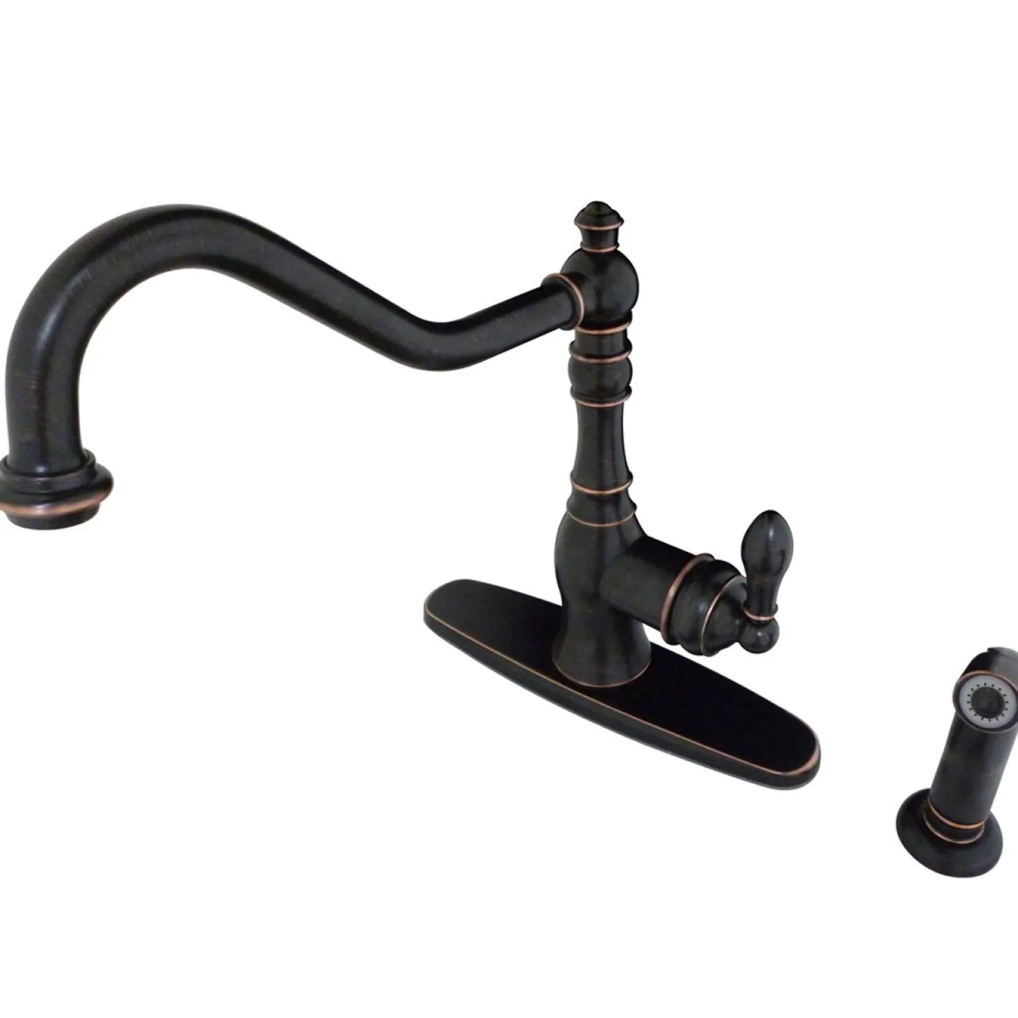 Kingston Brass Gourmetier American Classic 8" Centerset Single Handle Kitchen Faucets with Matching Sprayer