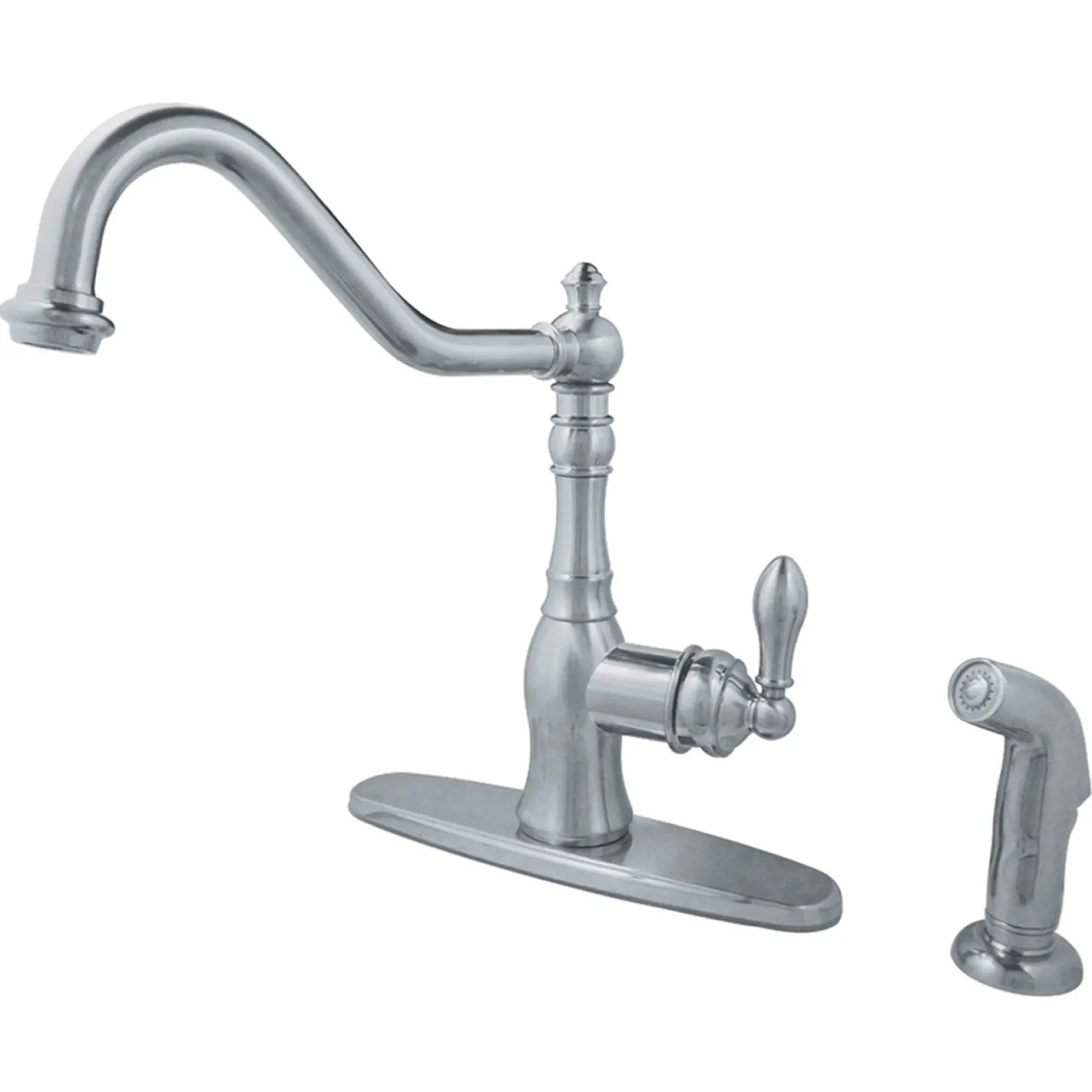 Kingston Brass Gourmetier American Classic 8" Centerset Single Handle Kitchen Faucets with Matching Sprayer