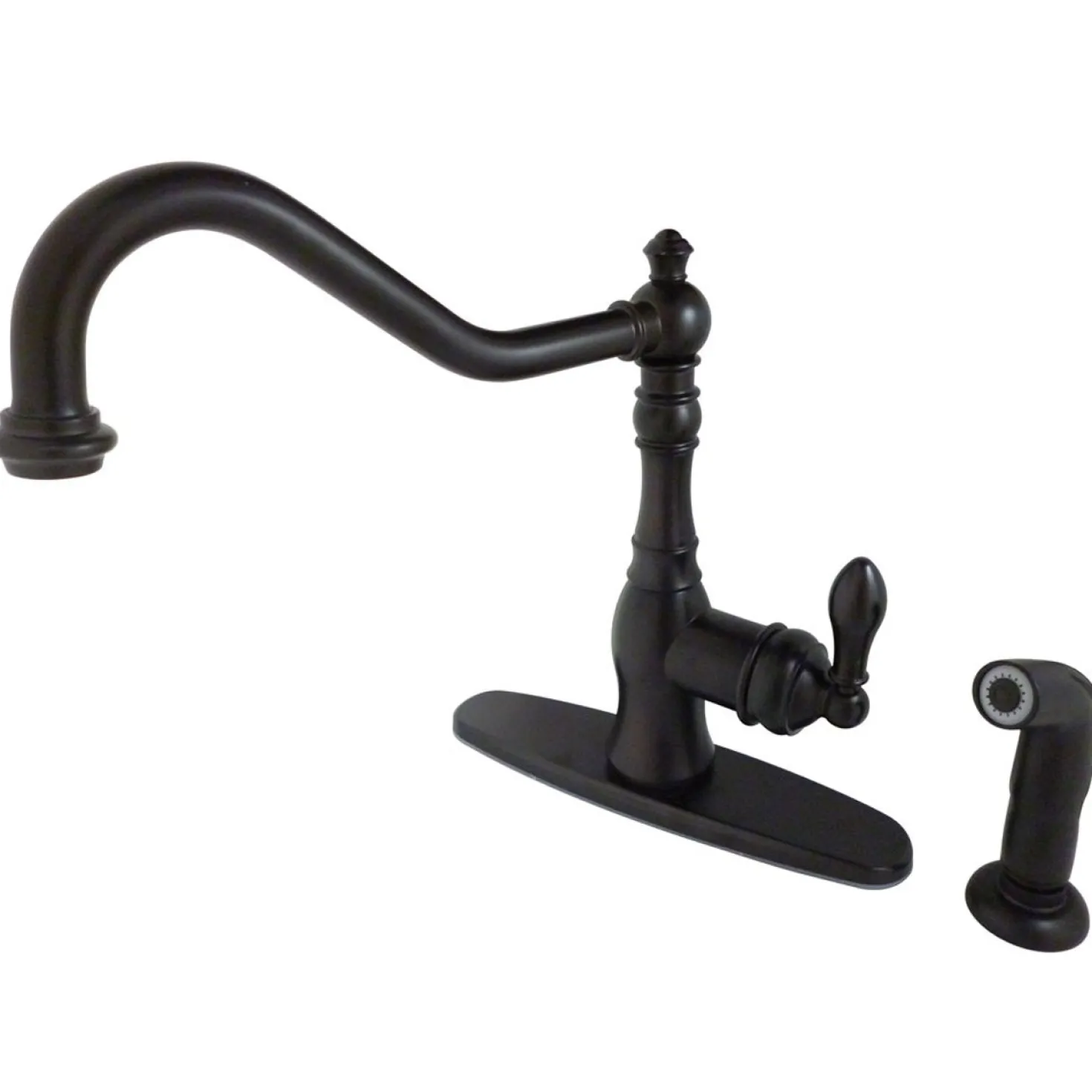 Kingston Brass Gourmetier American Classic 8" Centerset Single Handle Kitchen Faucets with Matching Sprayer