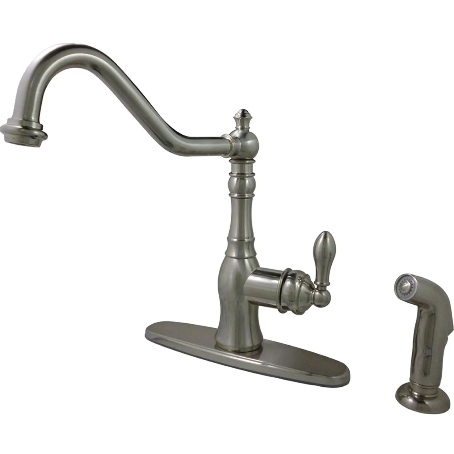 Kingston Brass Gourmetier American Classic 8" Centerset Single Handle Kitchen Faucets with Matching Sprayer