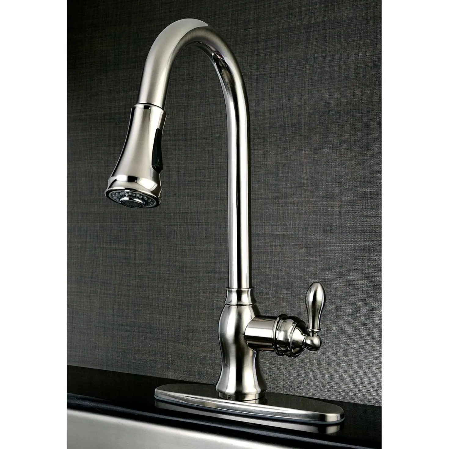 Kingston Brass Gourmetier American Classic Single-Handle Pull-Down Sprayer Kitchen Faucet