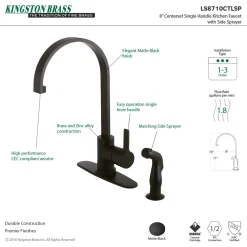 Kingston Brass Gourmetier Continental Single-Handle Kitchen Faucet with Side Sprayer