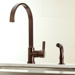 Kingston Brass Gourmetier Continental Single-Handle Kitchen Faucet with Side Sprayer